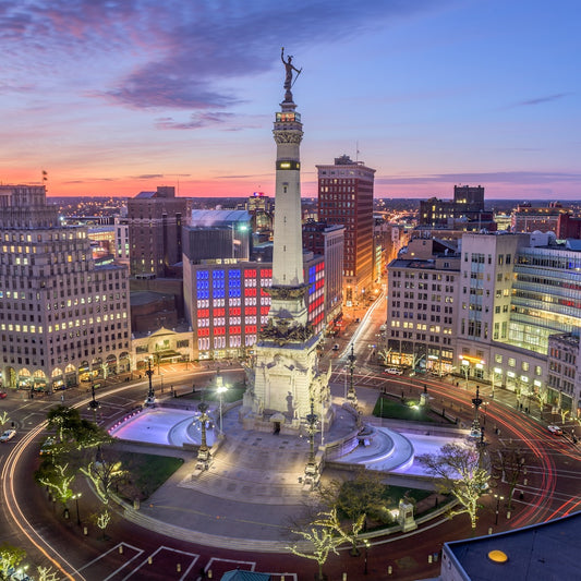 Indianapolis Circle at Night - Wooden Jigsaw Puzzle Small