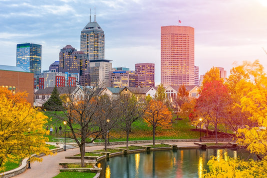 Indianapolis Canal in Autumn - Wooden Jigsaw Puzzle Medium