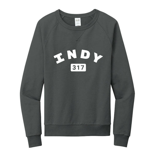 Indy 317 White Unisex Organic Cotton French Terry Crewneck - Avenue Clothing Company 