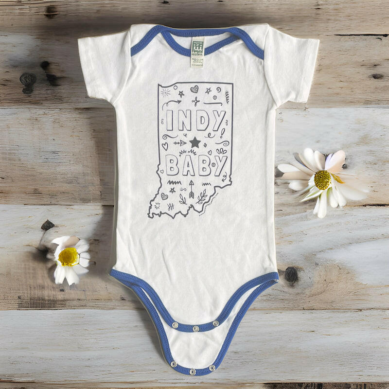 Indy Baby 100% Organic Cotton Infant Color-Ribbed Onesie.