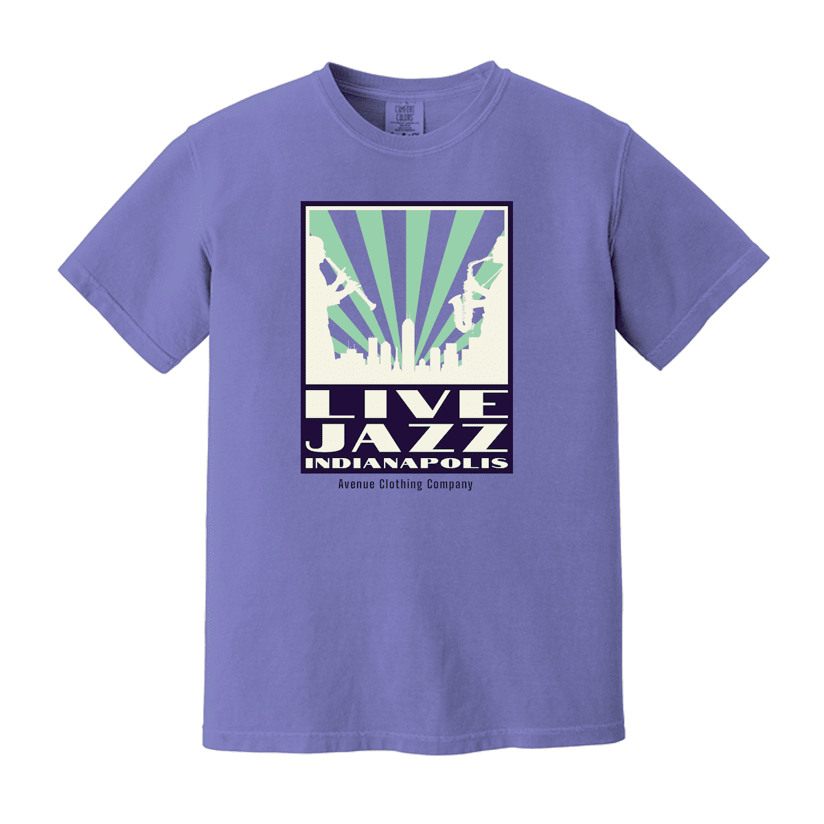 Live Jazz Indy Unisex Garment-Dyed Cotton T-shirt - Avenue Clothing Company 